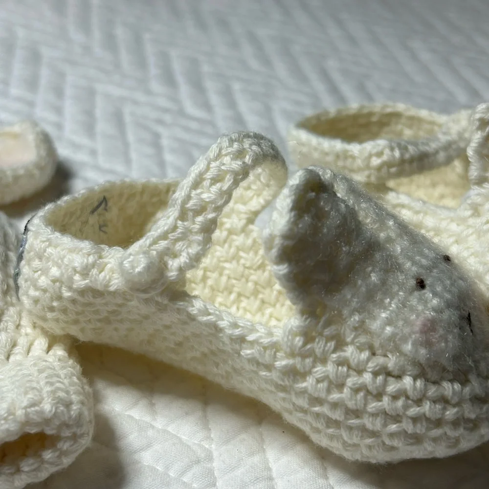 Bunny‎ by the bay, newborn hat and booties, set, crocheted, ivory, color, new